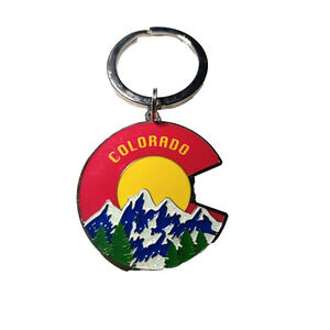 Colorado Mountain Range Sunrise Keychain Metal